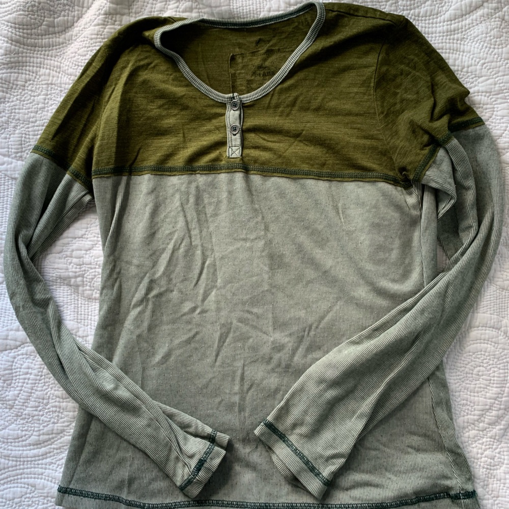 Green and white mixed pattern funky boho hippy long sleeve shirt